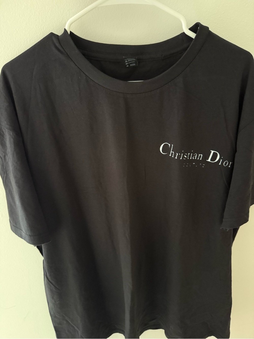 Dior Black Crewneck T-Shirt with White Christian Dior Logo